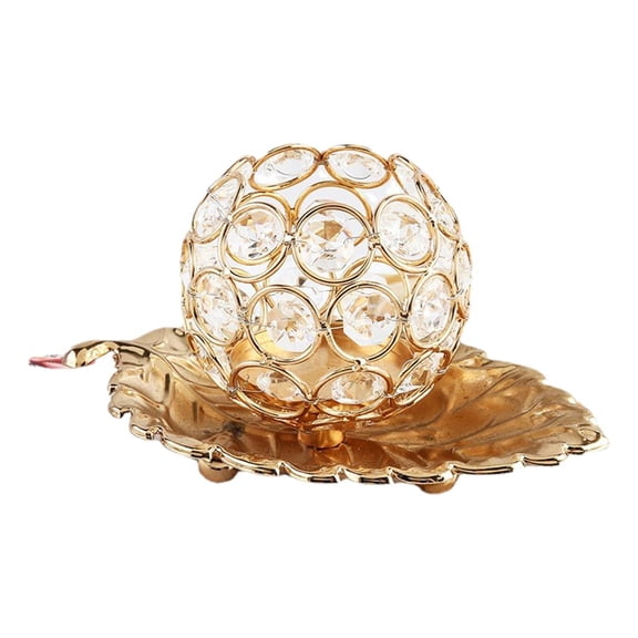 Axioma Crystal Candle Holder Tealight Candelabra Desktop Decor for Bedroom Dining Room Gold