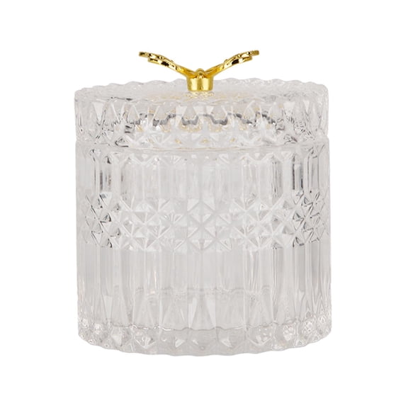 Axioma Crystal Glass Storage Jar with Lid Jewelry Storage Jar Clear Canister for Living L