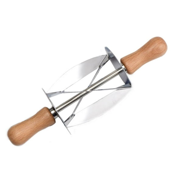 Axioma Cutter Roller Slices Roller Cake Baking Tools for Homemade s in Minutes Crossed blade design, a rolling wheel with wood handle