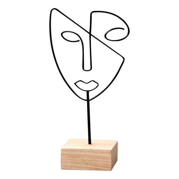 Axioma Decorative Figure Face Abstract Character Sculpture, Human Face Statue Art Decor Black