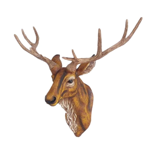 Axioma Deer Head Art Sculpture Wall Decoration, 3D Statue Decor, Stag Antlers Wall Figurines, Home Decor for Office Bar Hotel Natural Color