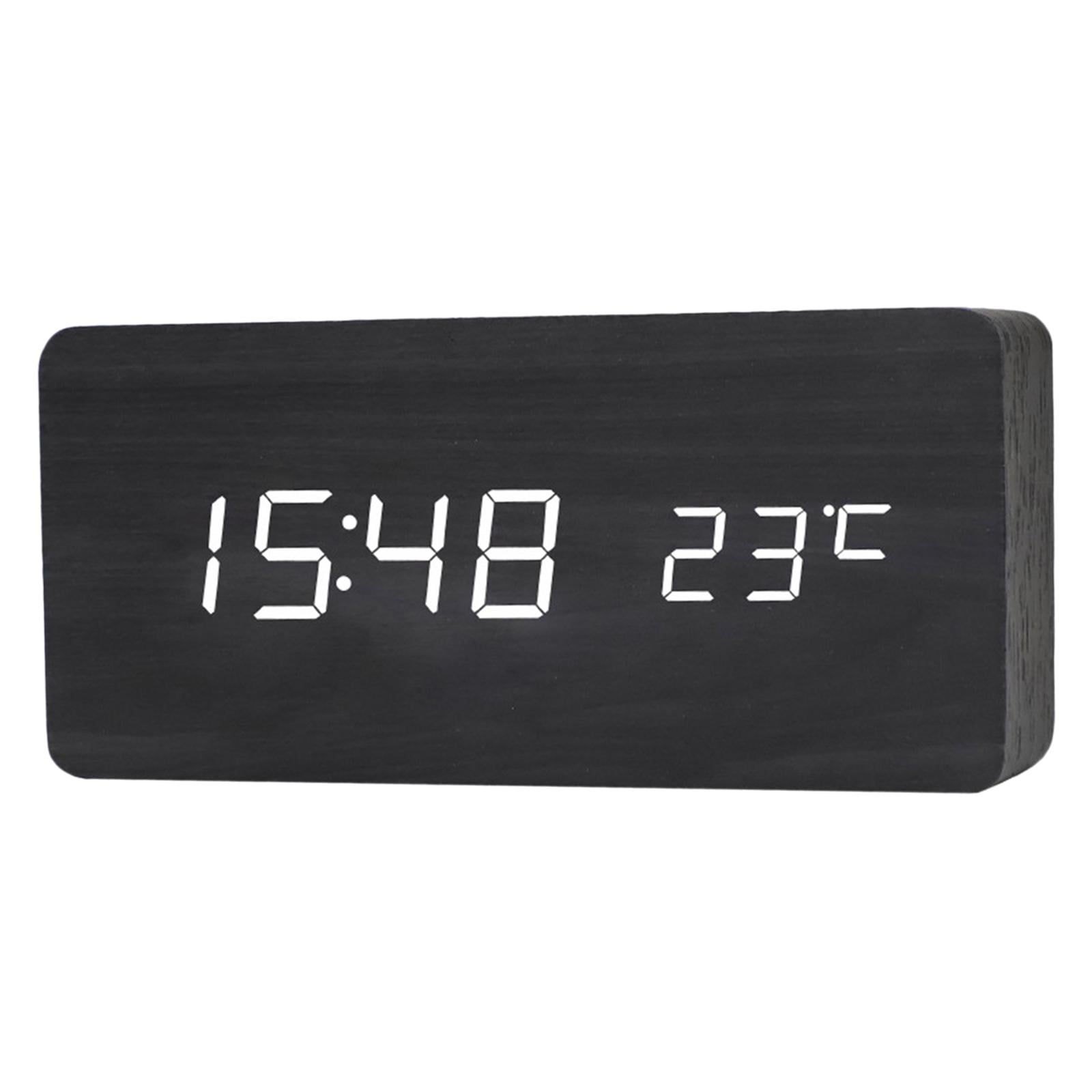 Axioma Digital Alarm Clock LED Display Thermometer Wood Setting USB ...
