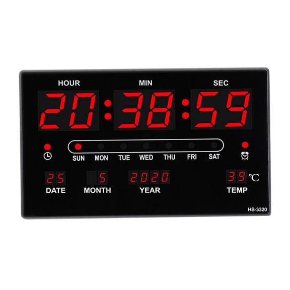 Axioma Digital Clock, Large LED Word Display Digital Wall Clock, 12/14H Digital Alarm