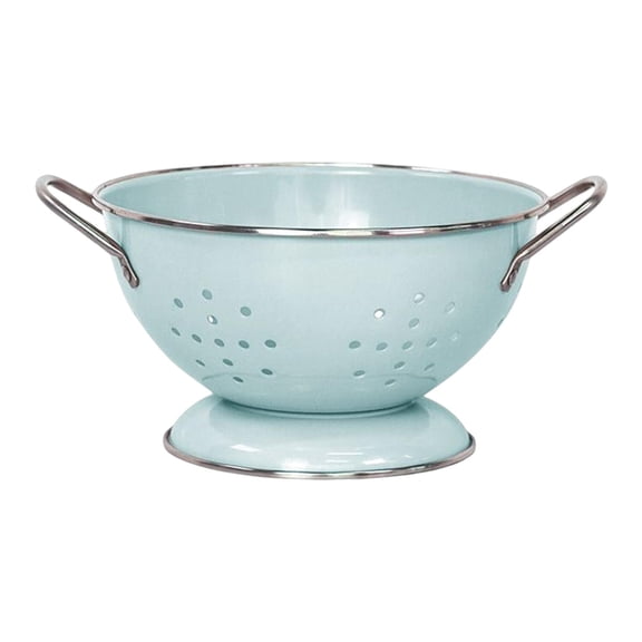 Axioma Enamel Coated Colander Strainer Bowl , Vintage Style Self Draining Fruit Dishes, Green