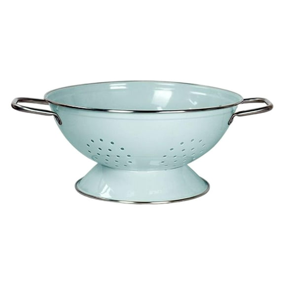 Axioma Enamel Coated Colander Strainer Bowl , Vintage Style Self Draining Fruit Dishes, Green