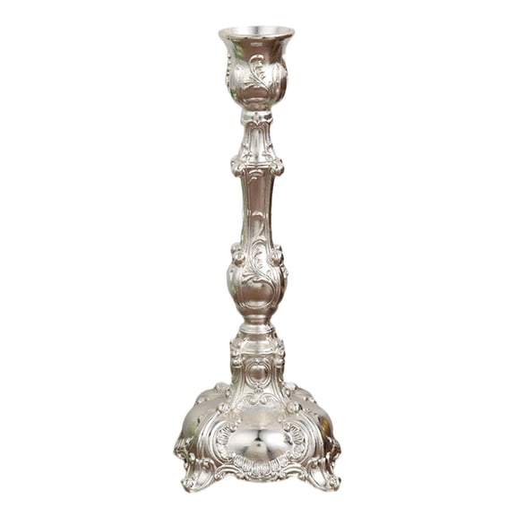 Axioma European Metal Candle Holder Pillar Stick for Tabletop Dinner Table Decor silver