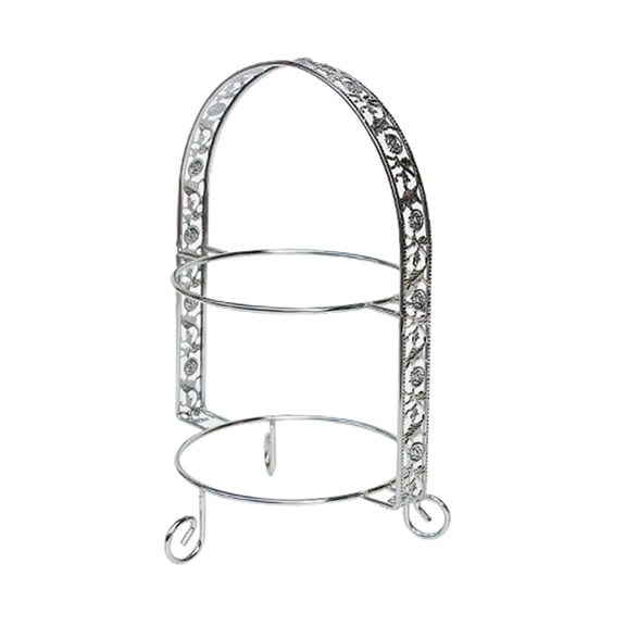 Axioma European Style Glossy Iron 2-Tire Cupcake Platter Metal Display Stand Serving Plate Food Server Rack Kitchen Event Holiday Banquet Wedding Bakeware Silver 10inch