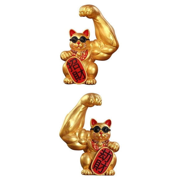 Axioma Feng Shui Muscle Arm Cat Figurine Resin Fortune Cat Luxury Decorative Object for