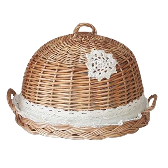 Axioma Food Dome Cover Table Serving Tray 30CX20cm Rattan Wicker Woven Round Home Decor