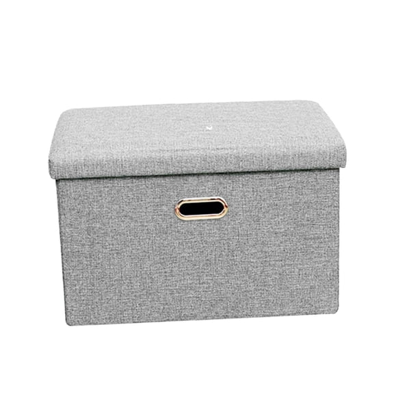 Axioma Footstool Storage Ottoman Box Padded Seat Large Capacity Shoe Stool Folding Toys Gray