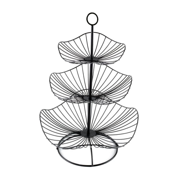 Axioma Fruit Basket Holder Minimalist Hollwo Iron Wire Fruit Bowls Display Stand for Wedding Birthday Parties Lotus Leaf Black