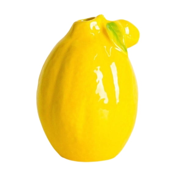 Axioma Fruit Lemon Shape Ceramic Vase 3.7x5.5inch Floral Arrangement Container Tabletop