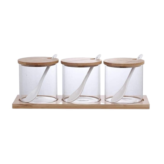 Axioma Glass Spice Box Spice Shaker Kitchen Cruet Seasoning Box Condiment Canisters for Bamboo Lid