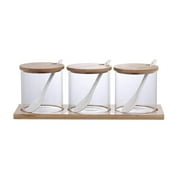 Axioma Glass Spice Box Spice Shaker Kitchen Cruet Seasoning Box Condiment Canisters for Bamboo Lid