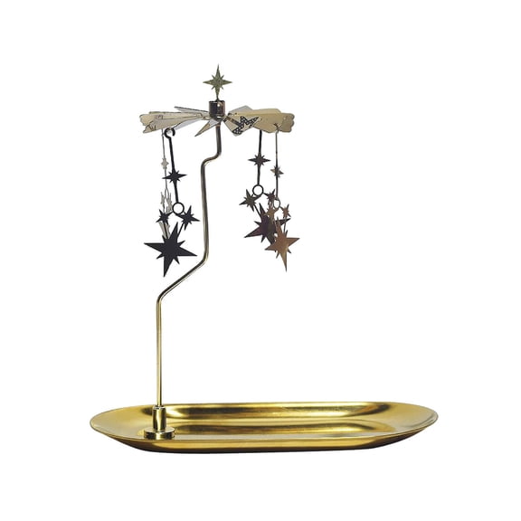 Axioma Golden Rotating Candlestick Holder Carousel Revolving Candle Tray Candle Holder Stars