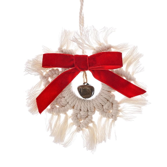 Axioma Hand Woven Snowflake Bell Ornament Festive Pendant for New Year Living Room Home