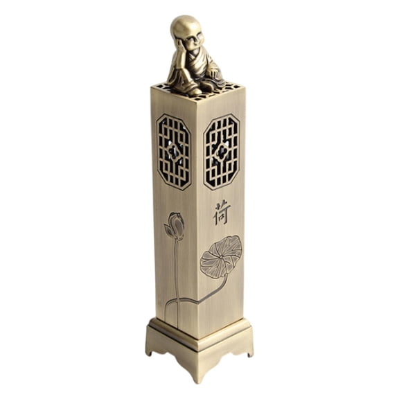 Axioma Incense Burner Tower Little Monk Decorative Metal Carving Gifting Incense Holder Bronze Lotus