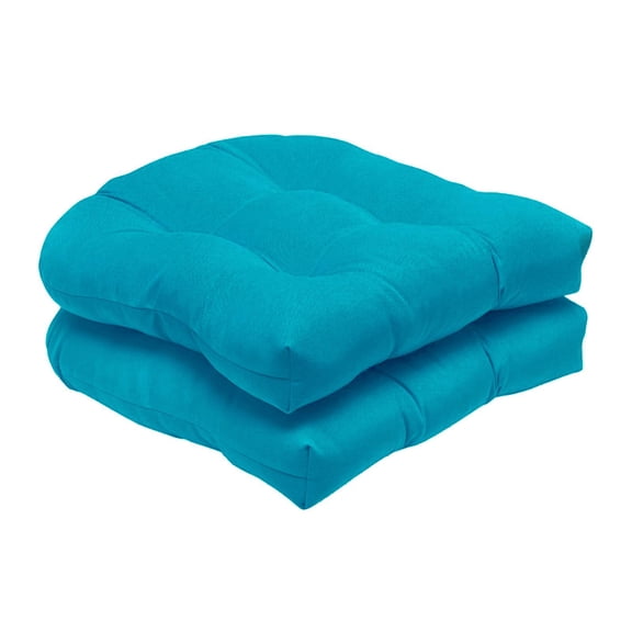 Axioma Indoor/Outdoor Wicker Seat Cushion, Set of 2,Spring/Summer Seasonal Replacement Lake blue
