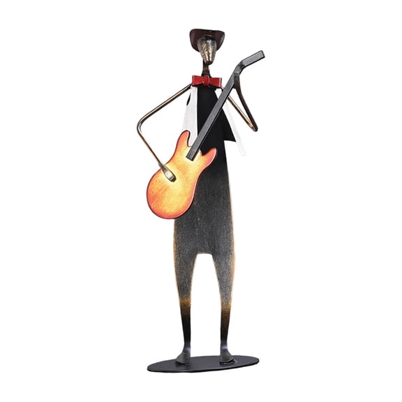 Axioma Iron Music Man Statue Model Desktop Ornament Musical Instrument Figurine Artwork Guitar Player