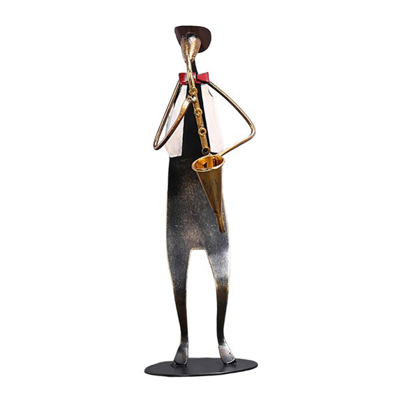 Axioma Iron Music Man Statue Model Desktop Ornament Musical Instrument Figurine Artwork Saxophone Player