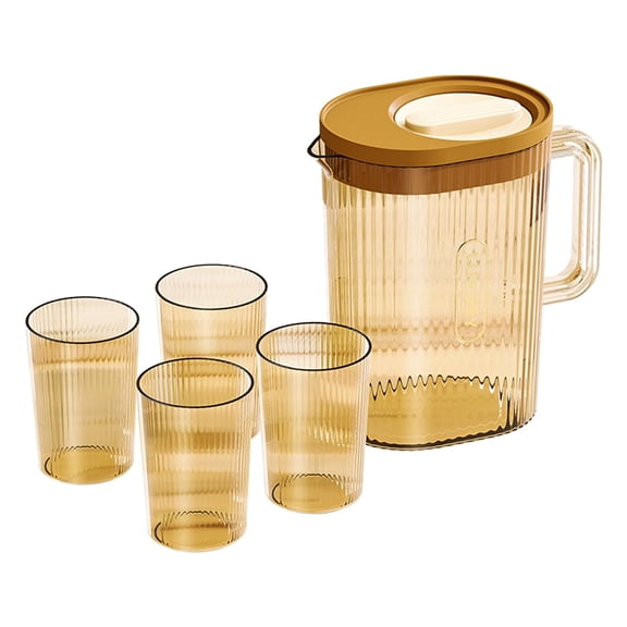 Axioma Large Water Pitcher Cold Water Dispenser with 4 Cups Heat Resistant Lemon Kettle Light Brown