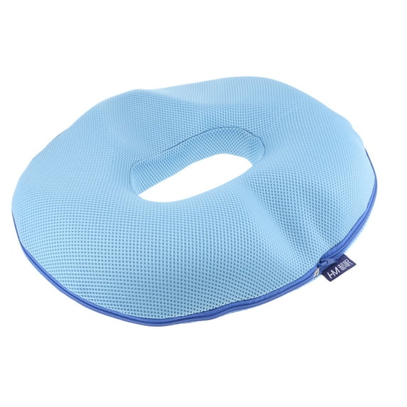 Axioma Memory Foam Donut Round Cushion Pressure Sore Inflatable 17 x 16inch Blue