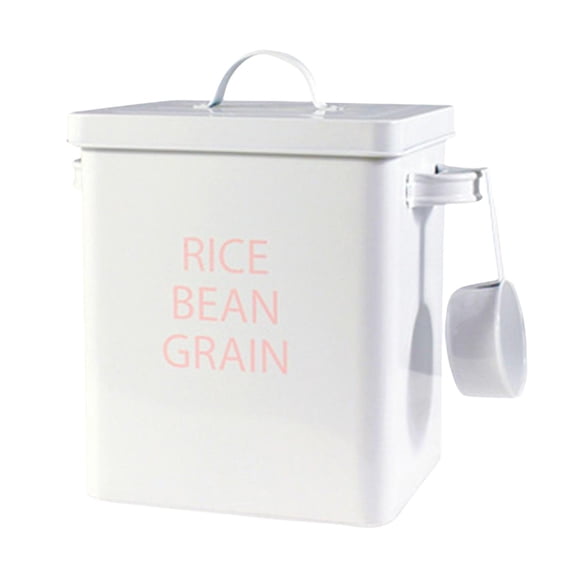 Axioma Metal Food Storage Bucket with Lid and Spoon Multipurpose Large Capacity Laundry White