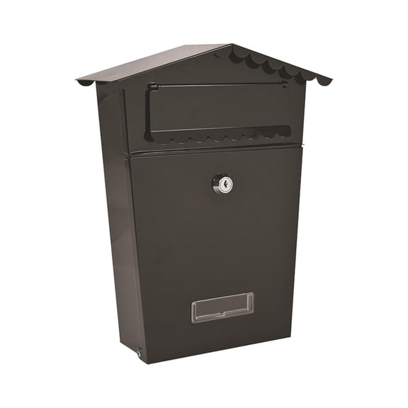 Axioma Metal Key Lock Mail Boxes Outdoor Locking Wall Mount Mailbox Security Key Drop Box Collection Boxes, 10x3x12" Black