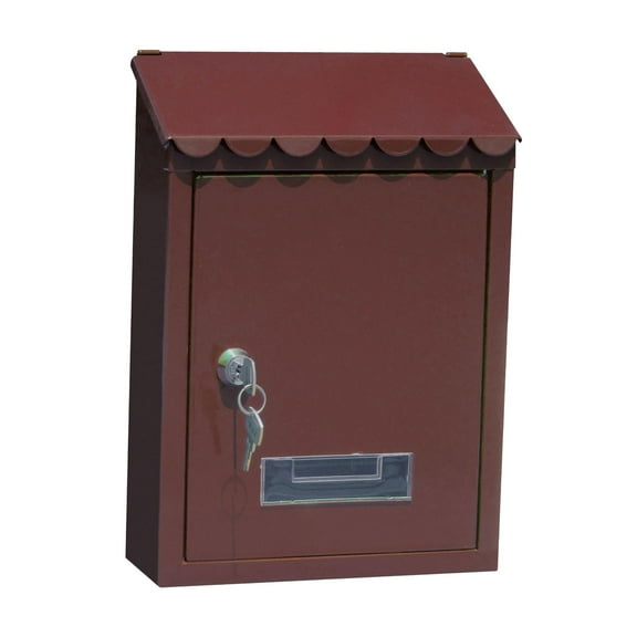 Axioma Metal Rustproof Post -Mounted Key Locking Premium Mailbox with Letter Slot Drop Brown