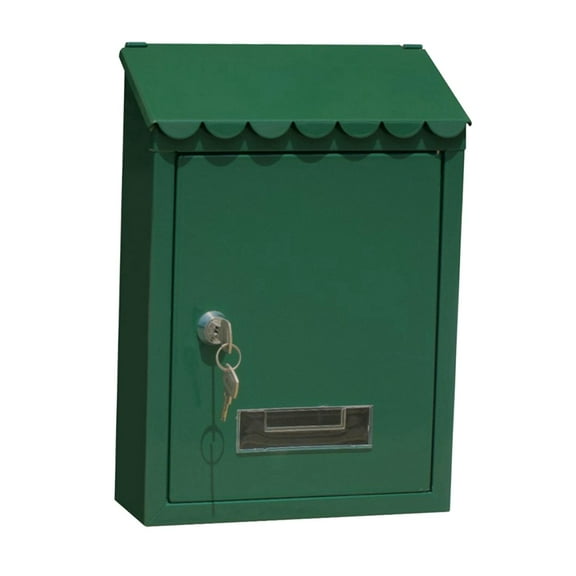 Axioma Metal Rustproof Post -Mounted Key Locking Premium Mailbox with Letter Slot Drop Green