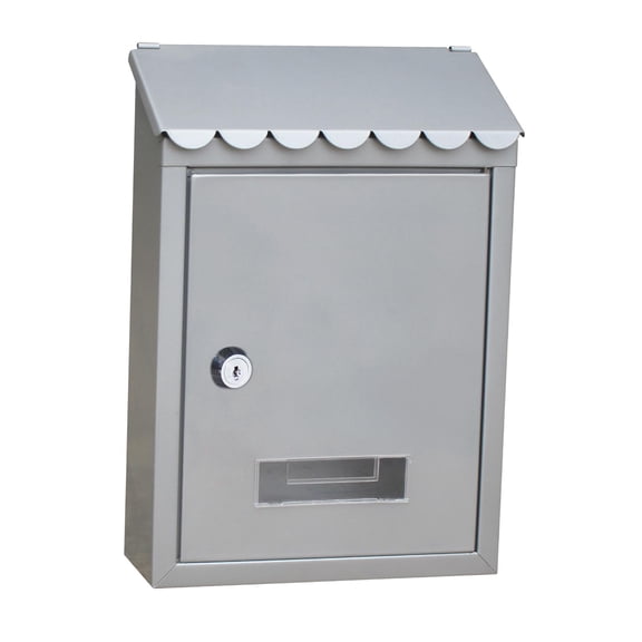 Axioma Metal Rustproof Post -Mounted Key Locking Premium Mailbox with Letter Slot Drop Silver