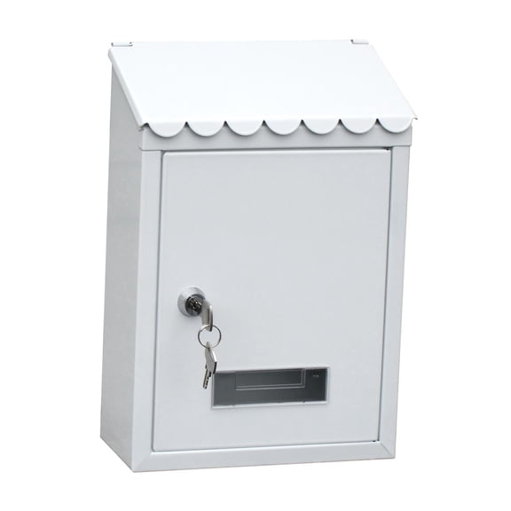 Axioma Metal Rustproof Post -Mounted Key Locking Premium Mailbox with Letter Slot Drop White