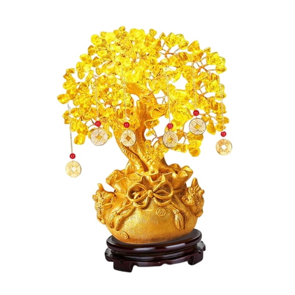 Axioma New Year Money Tree Potted Ornament Artificial Bonsai for Desk New Year Indoor Aureate 19cmx25cm