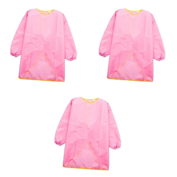 Axioma Painting Waterproof Smock Long Sleeve Art Bib Kids Craft Apron S+M+L Pink