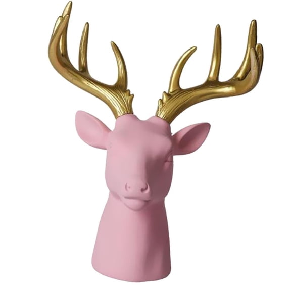 Axioma Pink Faux Deer Head - 10inch Faux Stag Animal Head Home Farmhouse Wall Decor