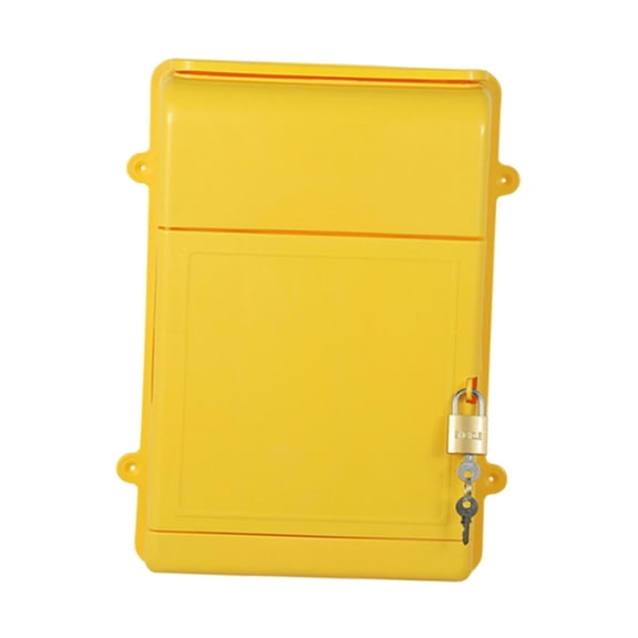 Axioma Plastic Lockable Mailbox Wall Mount Large Drop Box Outdoor Letter Collection for yellow