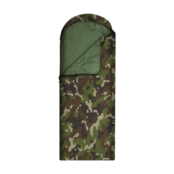 Axioma Portable Single Envelope Sleeping Bag with Zip Compact Warm Polyester Comfortable Green for Camping Hiking Winter Adult Indoor Backpacking