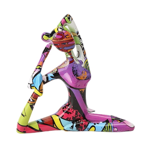Axioma Resin Yoga Meditation Statue Yoga Women Pose Sculpture Figure Graffiti Figurines Home Decor Living Room Bedroom Decoration Yoga Studio Decor Crafts B