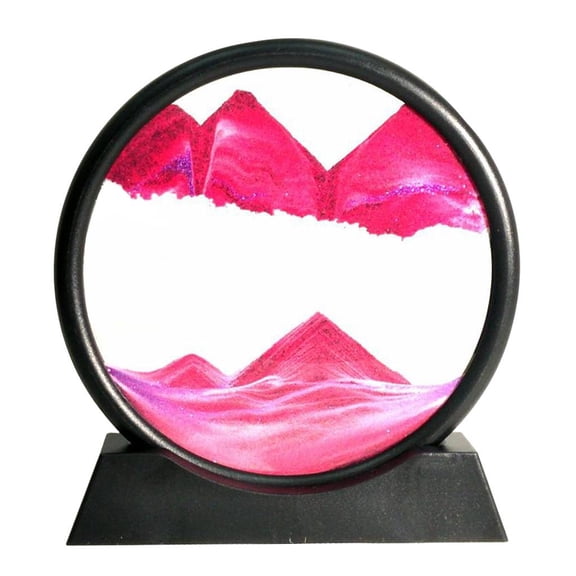 Axioma Round Glasss Art Picture 3D Effect Dynamic Deep Sea Flowing Sand Art, Birthday 12in Rose Red