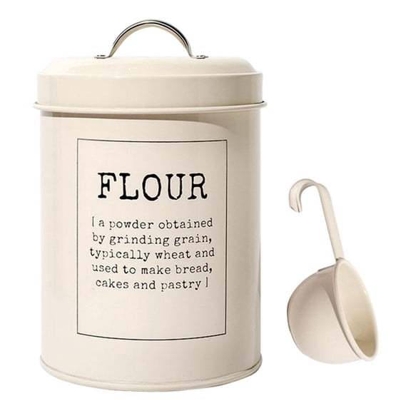 Axioma Rustic White Storage Tin Jar 3L with FLOUR