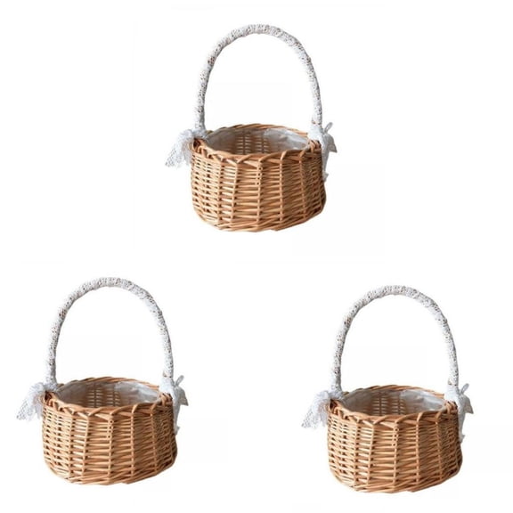 Axioma Set of 3 Fresh Handmade Rattan Storage Basket Picnic Wedding Flower Bin Plant