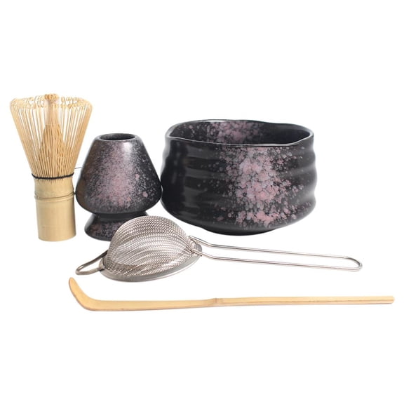 Axioma Set of 5 Accessories, Handmade Starter Kit, Green Tea Start up Kit, Tools Matcha C eBlack Bowl