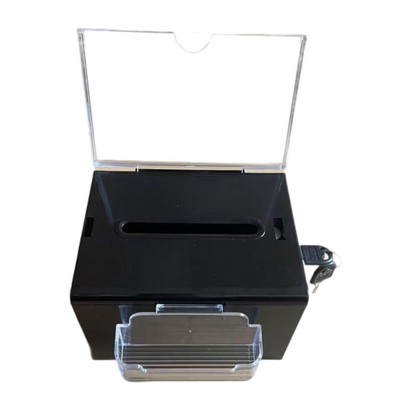 Axioma Suggestion Box Acrylic Donation Case with Key Portable Ballot Box Business Cards Black