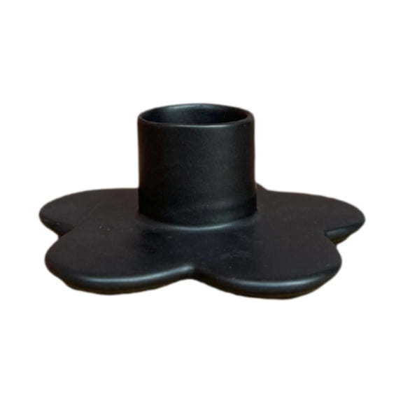 Axioma Taper Candle Holder Candles Stand Candelabra Living Room with Flower Base Ceramic Candlestick for Club Church Kitchen Counter Black
