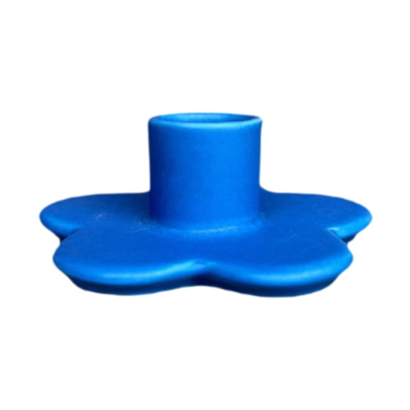 Axioma Taper Candle Holder Candles Stand Candelabra Living Room with Flower Base Ceramic Candlestick for Club Church Kitchen Counter Blue