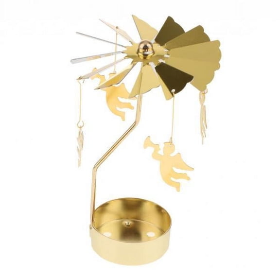 Axioma Windmill Decor Rotating Candle Tea Light Holder Candlestick Ornament- Snowflakes, Elf, Star, Heart, Tree, Reindeer -Golden Plated