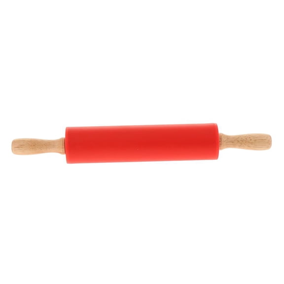 Axioma Wooden Handle Rolling Pin - for Baking Bakery Cookie Chapati Fondant Pastry Red