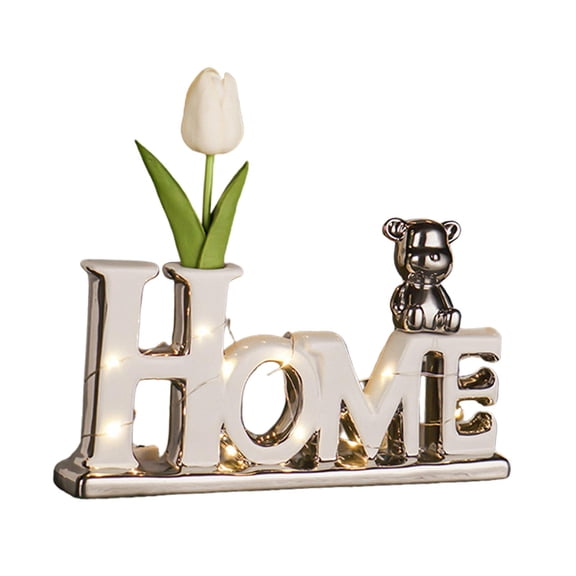 Axioma Word Signs for Home Decor Table Ceramic Ornament Freestanding Block Letters Sign White Argent HOME