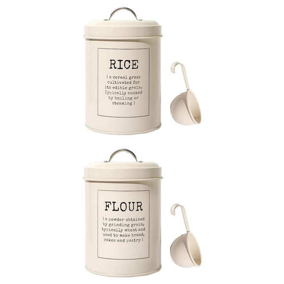 Axioma meriglare Set of 2 Metal Vintage Flour & Rice Storage Tin Jar 3L Container with