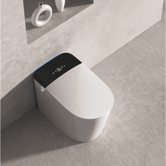 Axiomera Smart Toilet with Bidet Built In, Intelligent One Piece Toilet For Modern Bathroom, Auto Open/Close Seat, Foot Sensor, LED Display,Night Light, Warm Water & Dryer
